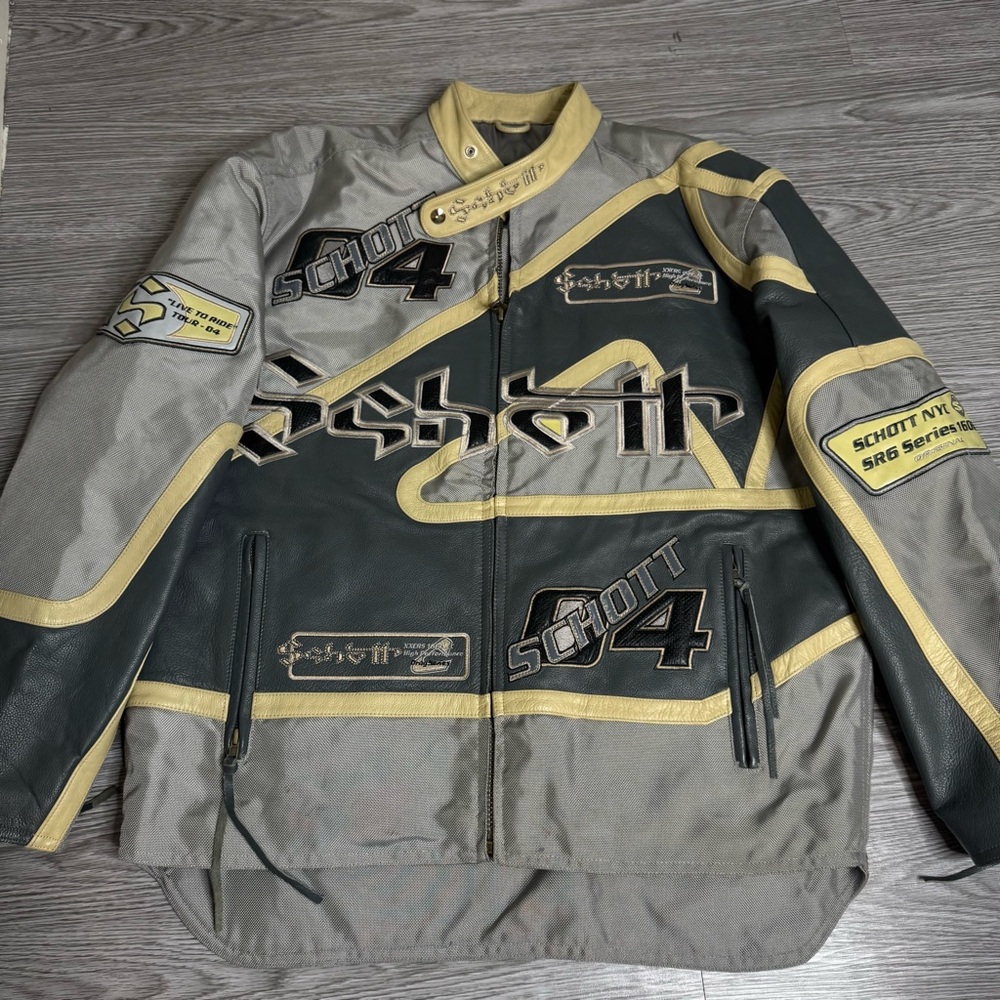 Vintage Schott NYC 04 Leather Jacket Racing Men's Streetwear Preowned Sz XL Mens